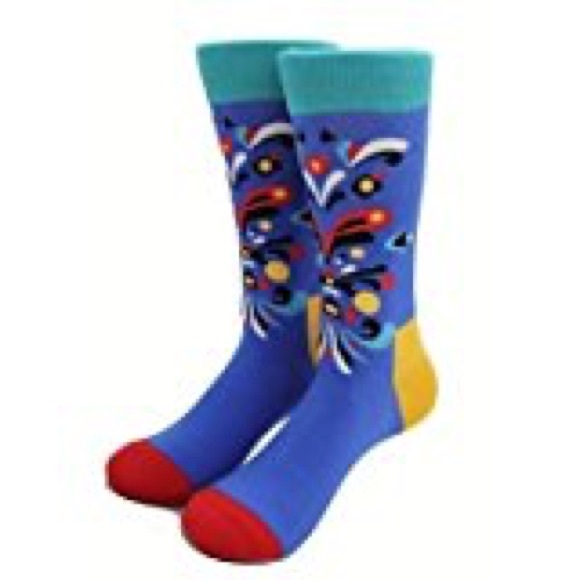 Blue Unisex Abstract Print Crew Socks Sz: 8-12 - Picture 1 of 1
